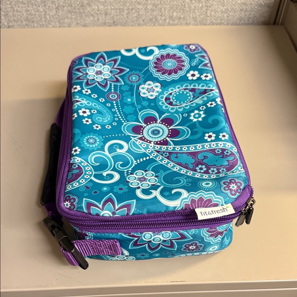 Fit & Fresh Floral Lunch Bag Insulated Zippered Heavy Duty Handle